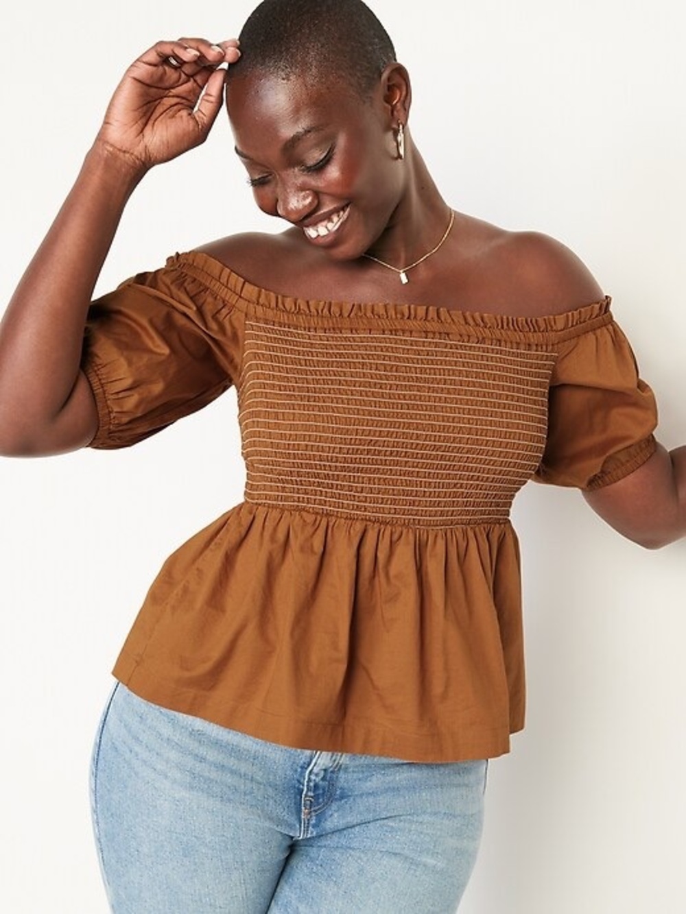 Old Navy Off-The-Shoulder Smocked Babydoll Swing Blouse Size M